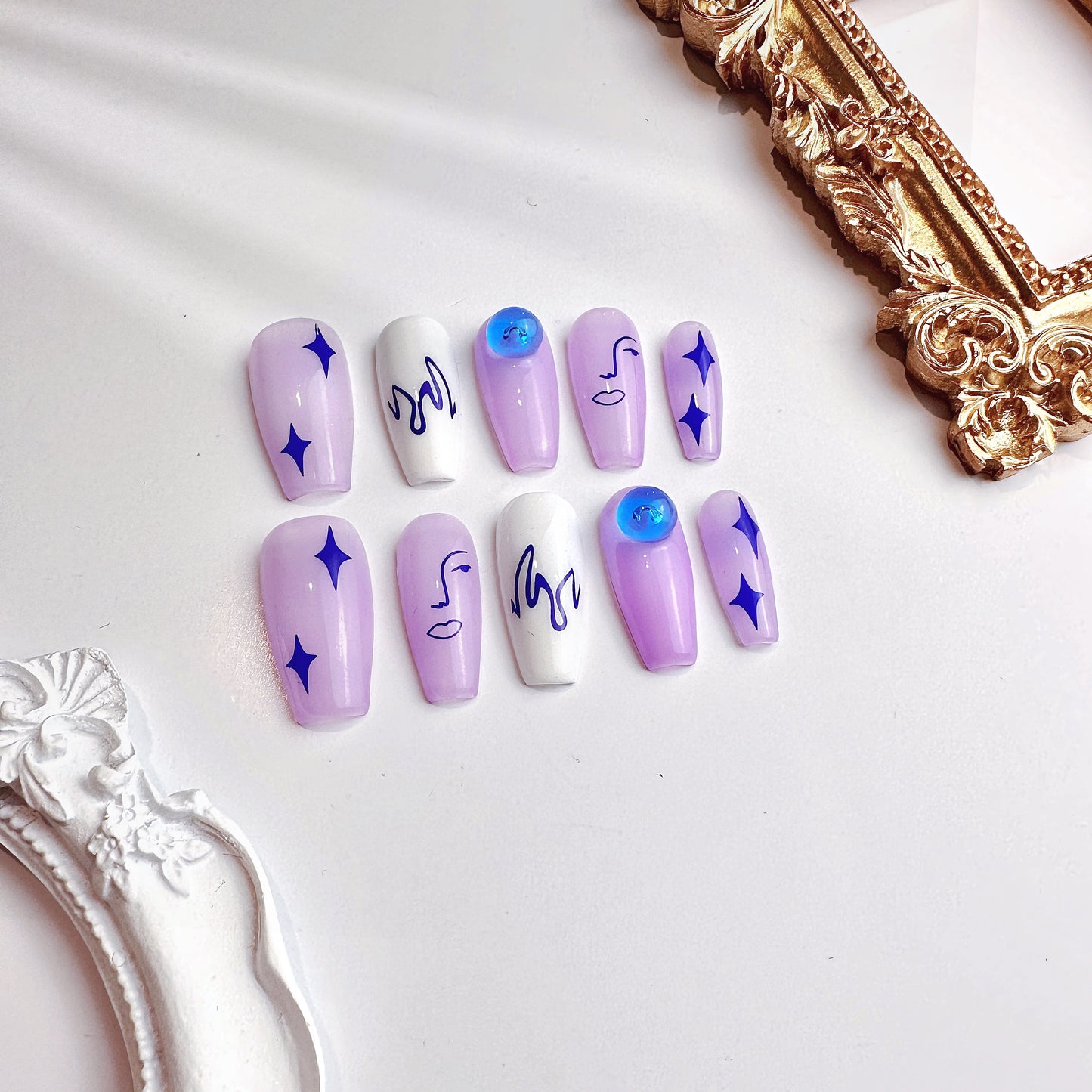 Pop style purple acrylic press on nails